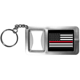 Thin Red Line Coast Guard Flag Flashlight Key Chain with Bottle Opener